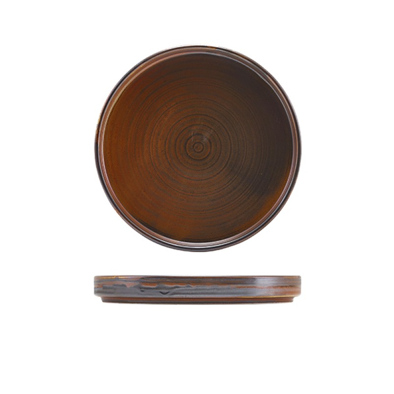 Terra Porcelain Rustic Copper Low Presentation Plate 18cm Terra Porcelain Rustic Copper Low Presentation Plate 18cm