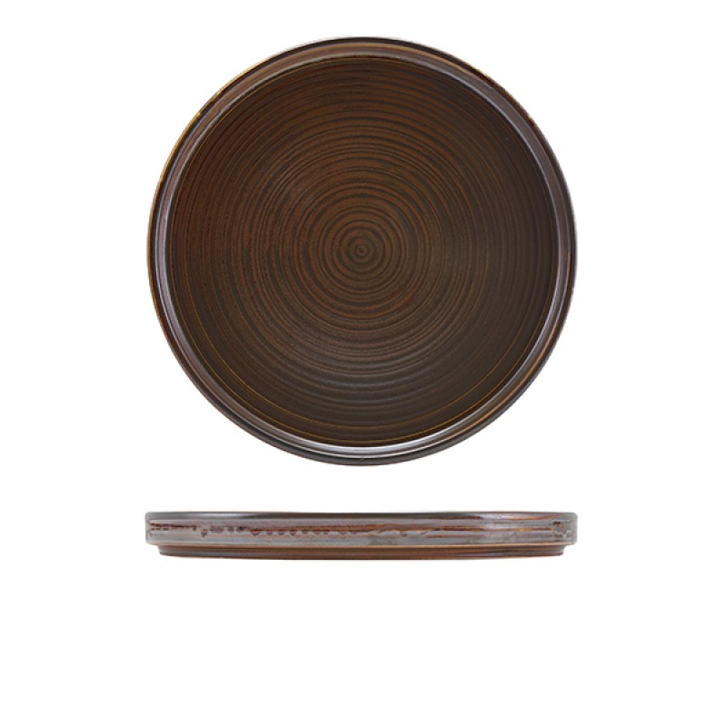 Terra Porcelain Rustic Copper Low Presentation Plate 25cm Terra Porcelain Rustic Copper Low Presentation Plate 25cm