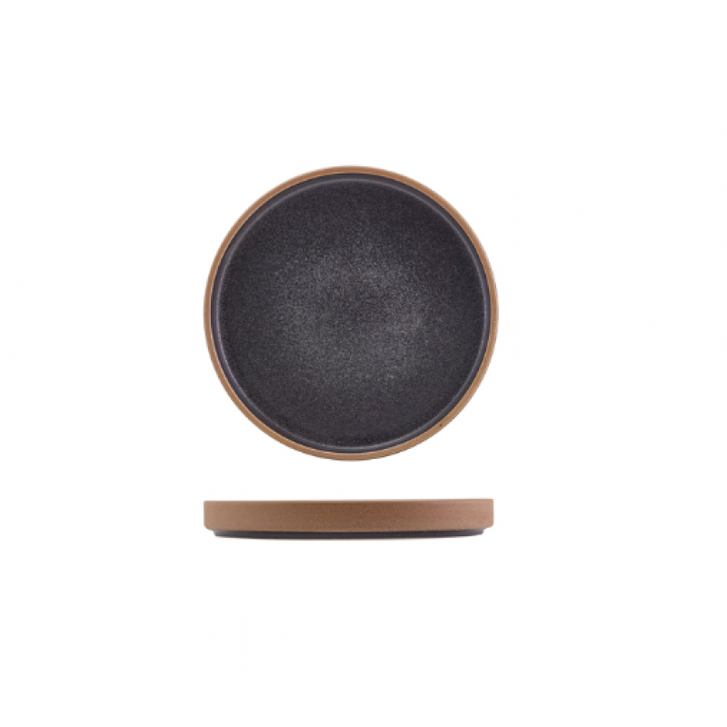 GenWare Kava Black Stoneware Raw Wall Presentation Plate 18c