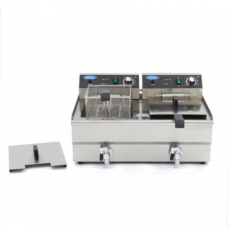 Deep Fryer - 2 x 16L - 2 Baskets - with Drain Tap Deep Fryer - 2 x 16L - 2 Baskets - with Drain Tap
