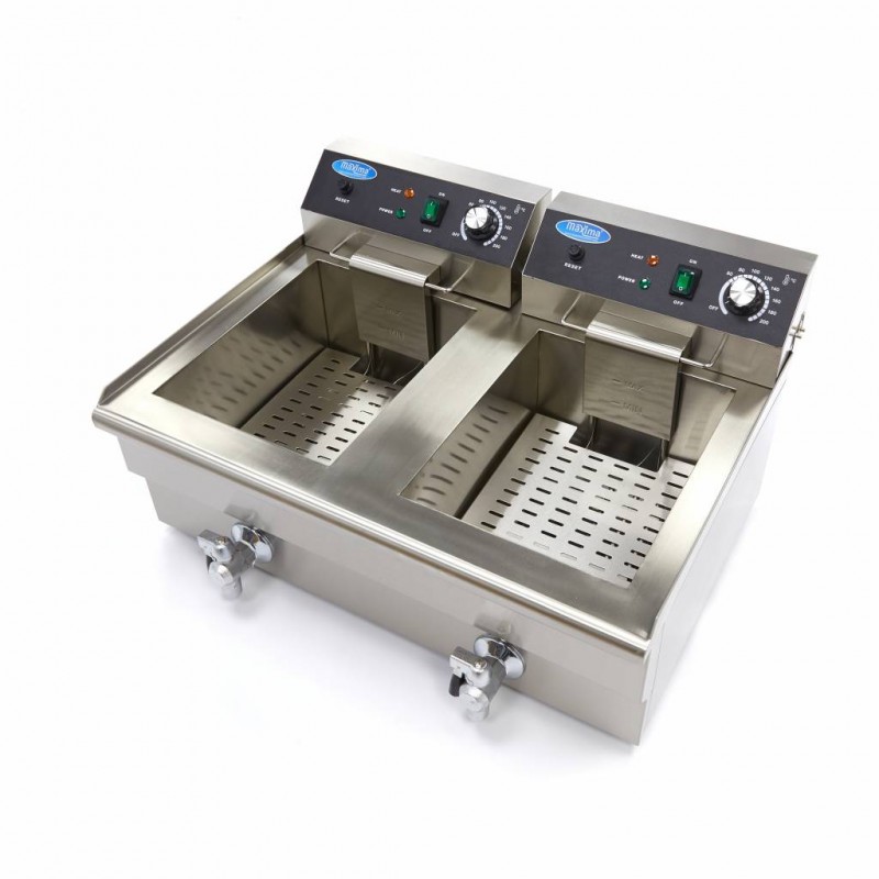 Deep Fryer - 2 x 16L - 2 Baskets - with Drain Tap Deep Fryer - 2 x 16L - 2 Baskets - with Drain Tap