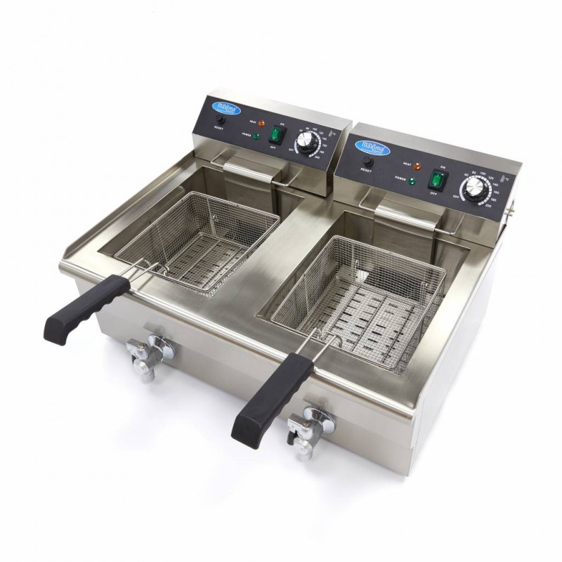 Deep Fryer - 2 x 16L - 2 Baskets - with Drain Tap Deep Fryer - 2 x 16L - 2 Baskets - with Drain Tap