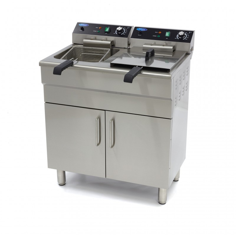 Deep Fryer - 2 x 16L - 2 Baskets - with Drain Tap and Stand Deep Fryer - 2 x 16L - 2 Baskets - with Drain Tap and Stand