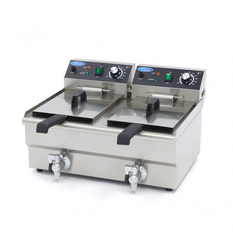 Deep Fryer - 2 x 10L - 2 Baskets - with Drain Tap Deep Fryer - 2 x 10L - 2 Baskets - with Drain Tap
