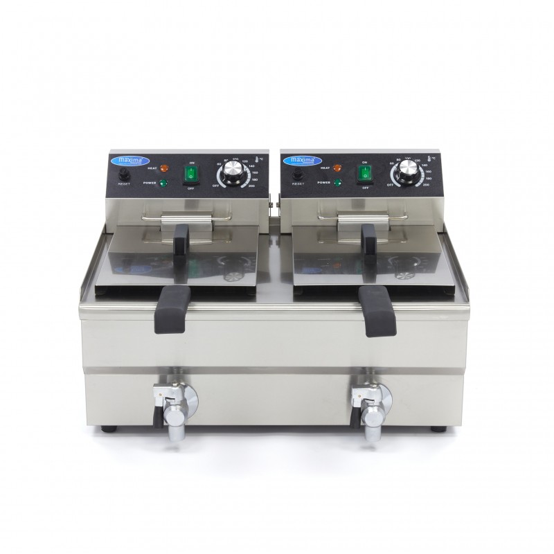 Deep Fryer - 2 x 10L - 2 Baskets - with Drain Tap Deep Fryer - 2 x 10L - 2 Baskets - with Drain Tap