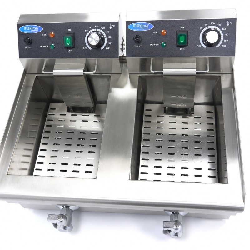Deep Fryer - 2 x 10L - 2 Baskets - with Drain Tap Deep Fryer - 2 x 10L - 2 Baskets - with Drain Tap