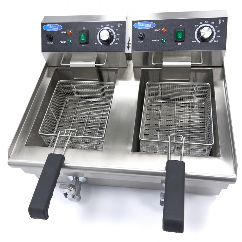 Deep Fryer - 2 x 10L - 2 Baskets - with Drain Tap Deep Fryer - 2 x 10L - 2 Baskets - with Drain Tap