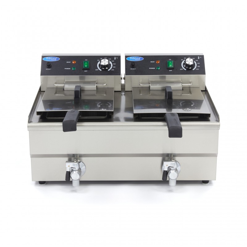 Deep Fryer - 2 x 13L - 2 Baskets - with Drain Tap Deep Fryer - 2 x 13L - 2 Baskets - with Drain Tap