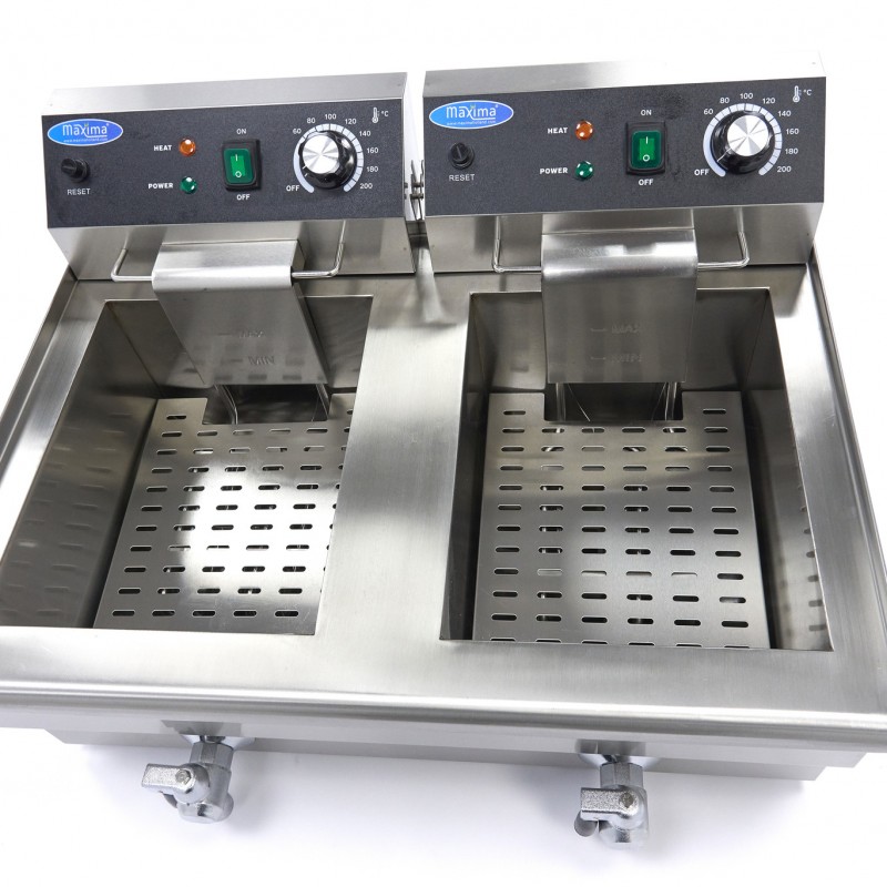 Deep Fryer - 2 x 13L - 2 Baskets - with Drain Tap Deep Fryer - 2 x 13L - 2 Baskets - with Drain Tap
