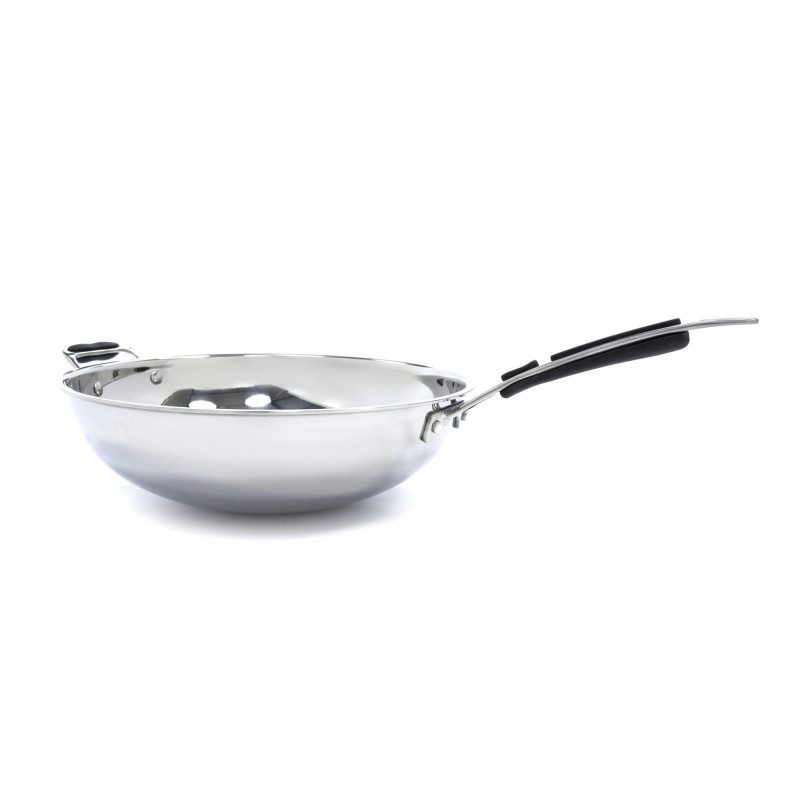 Wok Pan - Ø36cm - Stainless Steel - Induction Wok Pan - Ø36cm - Stainless Steel - Induction