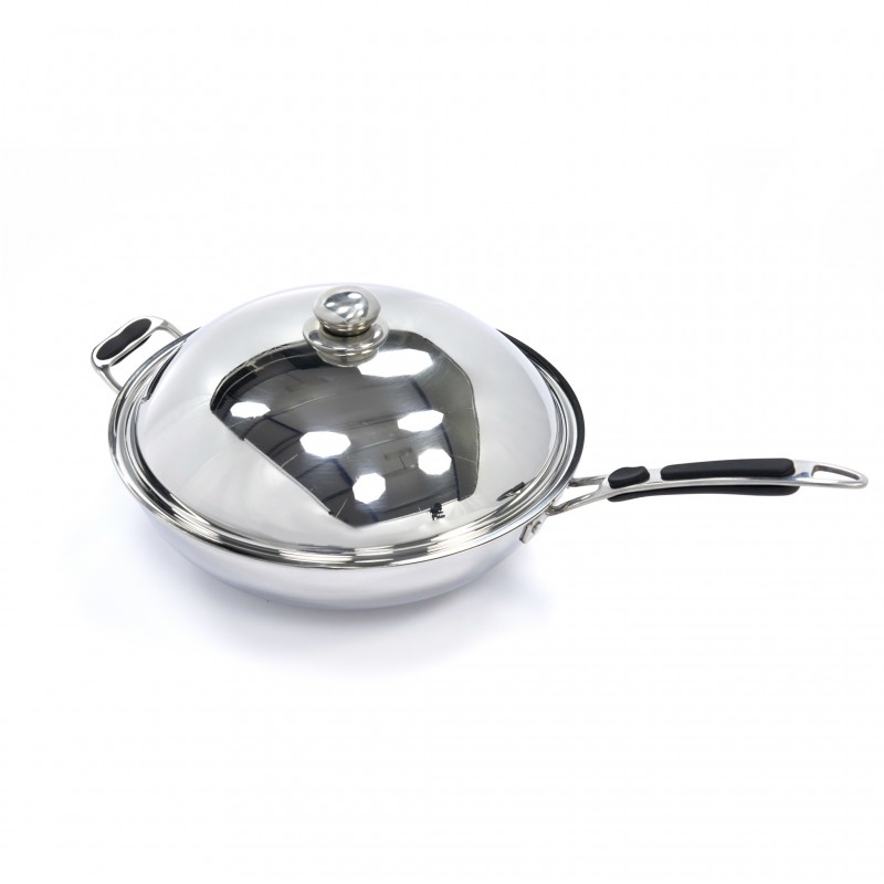 Wok Pan - Ø36cm - Stainless Steel - Induction Wok Pan - Ø36cm - Stainless Steel - Induction