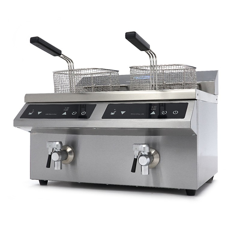 Deep Fryer - 2 x 8L - 2 Baskets - with Drain Tap - Induction Deep Fryer - 2 x 8L - 2 Baskets - with Drain Tap - Induction