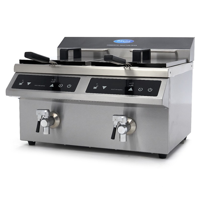Deep Fryer - 2 x 8L - 2 Baskets - with Drain Tap - Induction Deep Fryer - 2 x 8L - 2 Baskets - with Drain Tap - Induction