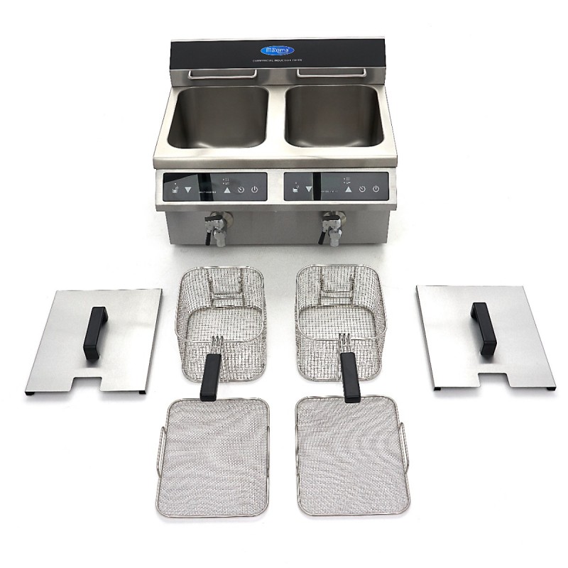 Deep Fryer - 2 x 8L - 2 Baskets - with Drain Tap - Induction Deep Fryer - 2 x 8L - 2 Baskets - with Drain Tap - Induction