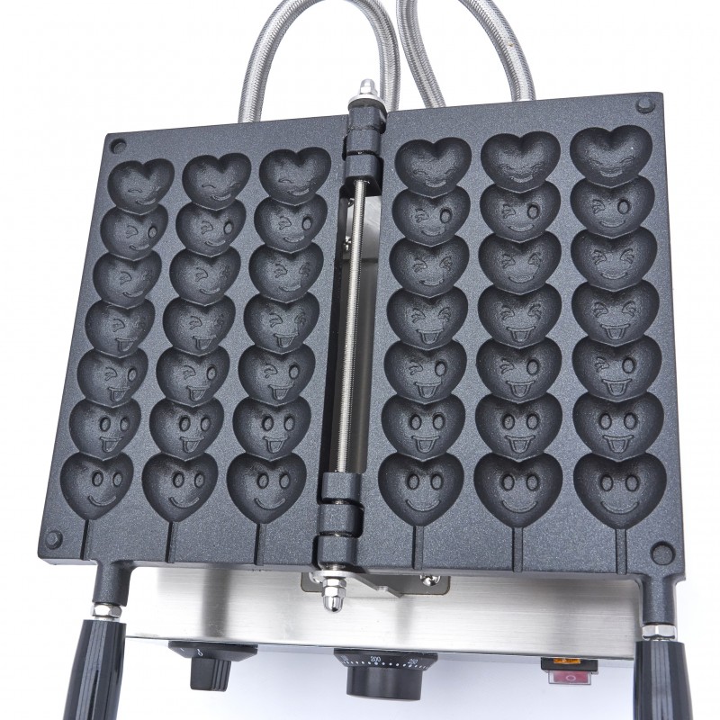Waffle Maker - 3 Lollies - Hearts with Emojis on Sticks Waffle Maker - 3 Lollies - Hearts with Emojis on Sticks