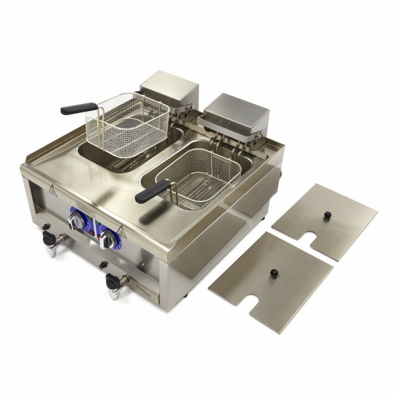 Deep Fryer - 2 x 10L - 2 Baskets - with Drain Tap - 400V Deep Fryer - 2 x 10L - 2 Baskets - with Drain Tap - 400V