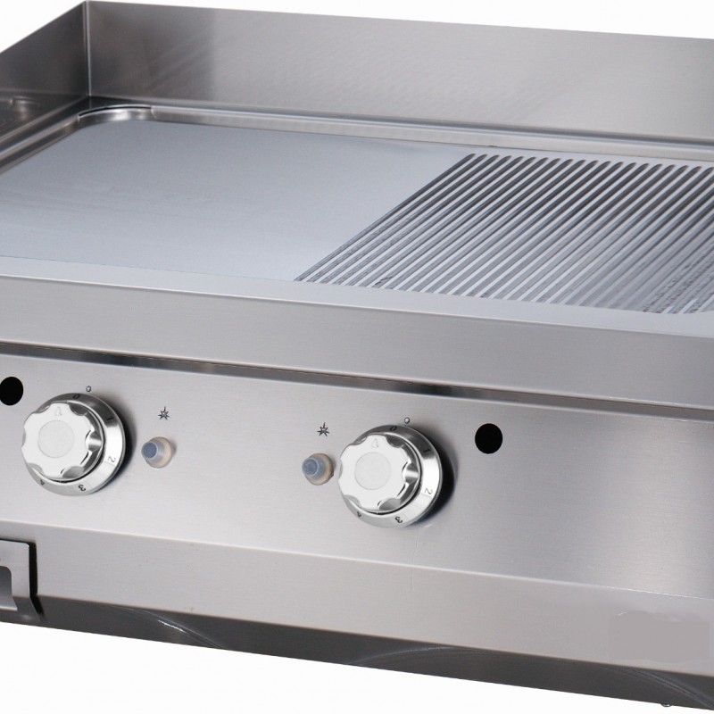 Heavy Duty Griddle - Half Grooved - Double Unit - 70cm Deep Heavy Duty Griddle - Half Grooved - Double Unit - 70cm Deep