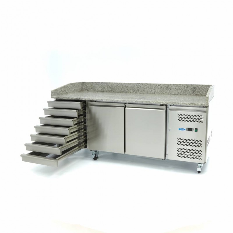 Pizza Prep Fridge - 202cm - 2 Doors - Fits 5 x 1/6 GN - 7 Dr Pizza Prep Fridge - 202cm - 2 Doors - Fits 5 x 1/6 GN - 7 Dr