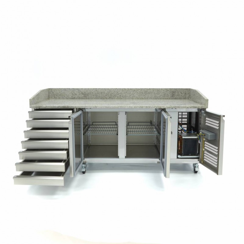 Pizza Prep Fridge - 202cm - 2 Doors - Fits 5 x 1/6 GN - 7 Dr Pizza Prep Fridge - 202cm - 2 Doors - Fits 5 x 1/6 GN - 7 Dr