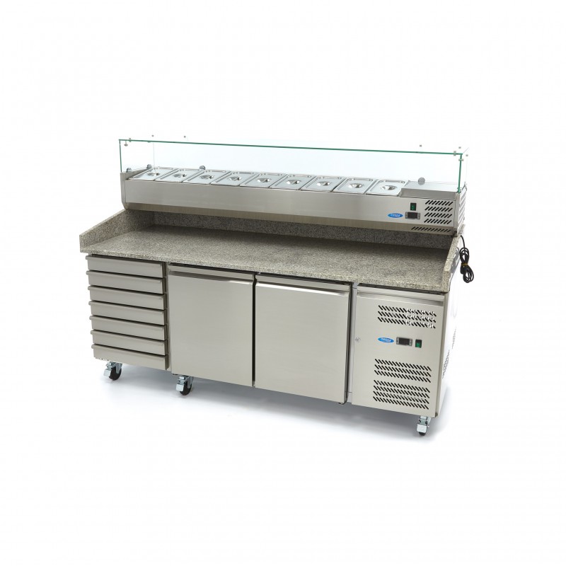 Pizza Prep Fridge - 202cm - 2 Doors - Fits 5 x 1/6 GN - 7 Dr Pizza Prep Fridge - 202cm - 2 Doors - Fits 5 x 1/6 GN - 7 Dr