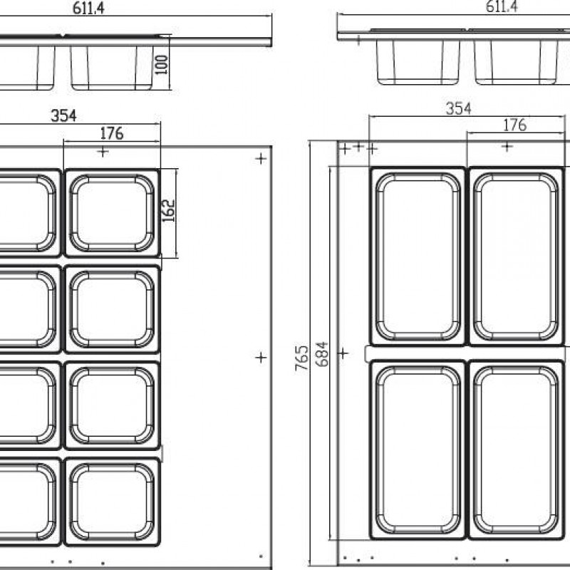 Saladette - 67L - incl 8 x 1/6 GN - Tabletop Saladette - 67L - incl 8 x 1/6 GN - Tabletop