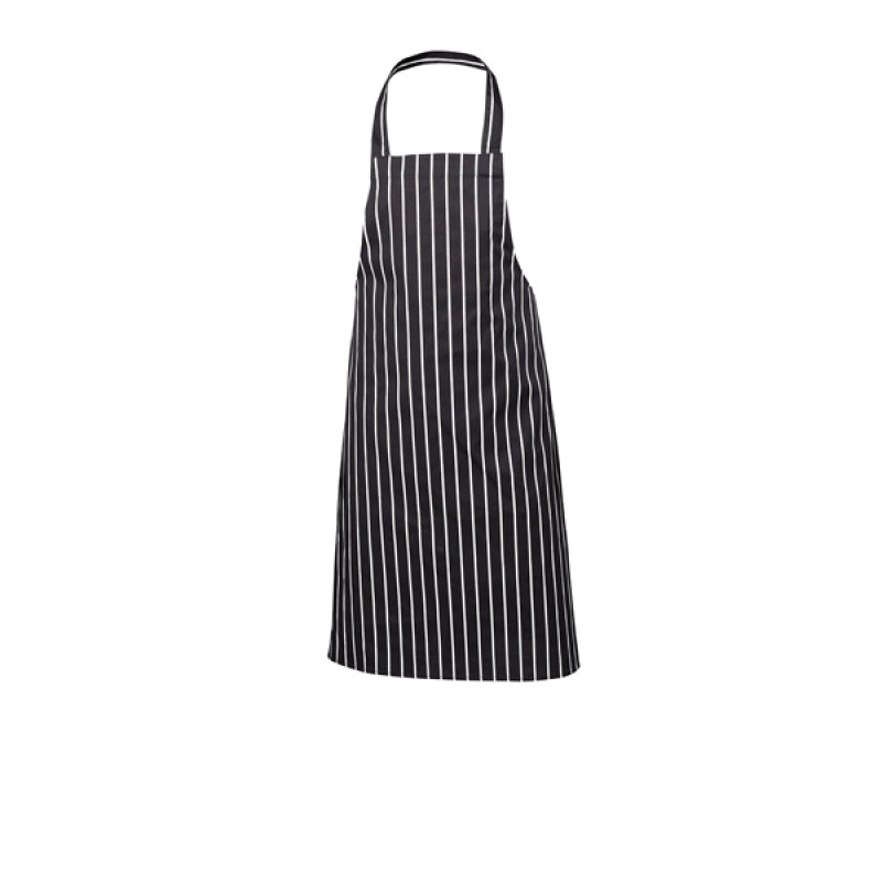 100% Polyester Navy Butchers Stripe Bib Apron 100% Polyester Navy Butchers Stripe Bib Apron