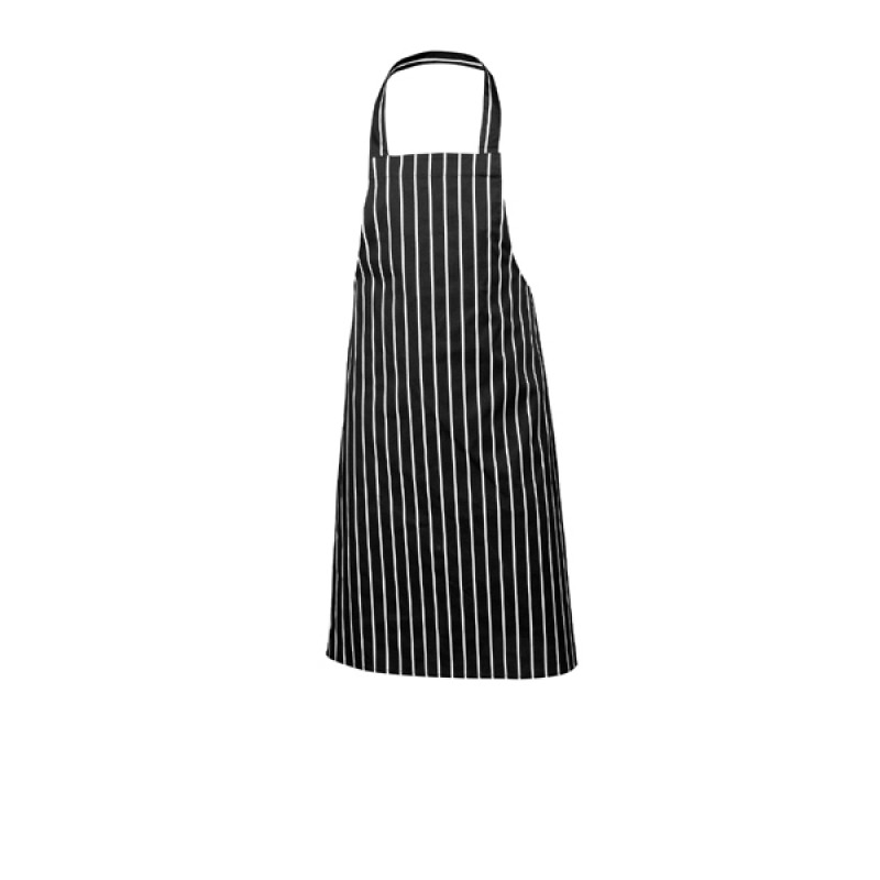 Black Butchers Stripe Bib Apron 70x100cm Black Butchers Stripe Bib Apron 70x100cm