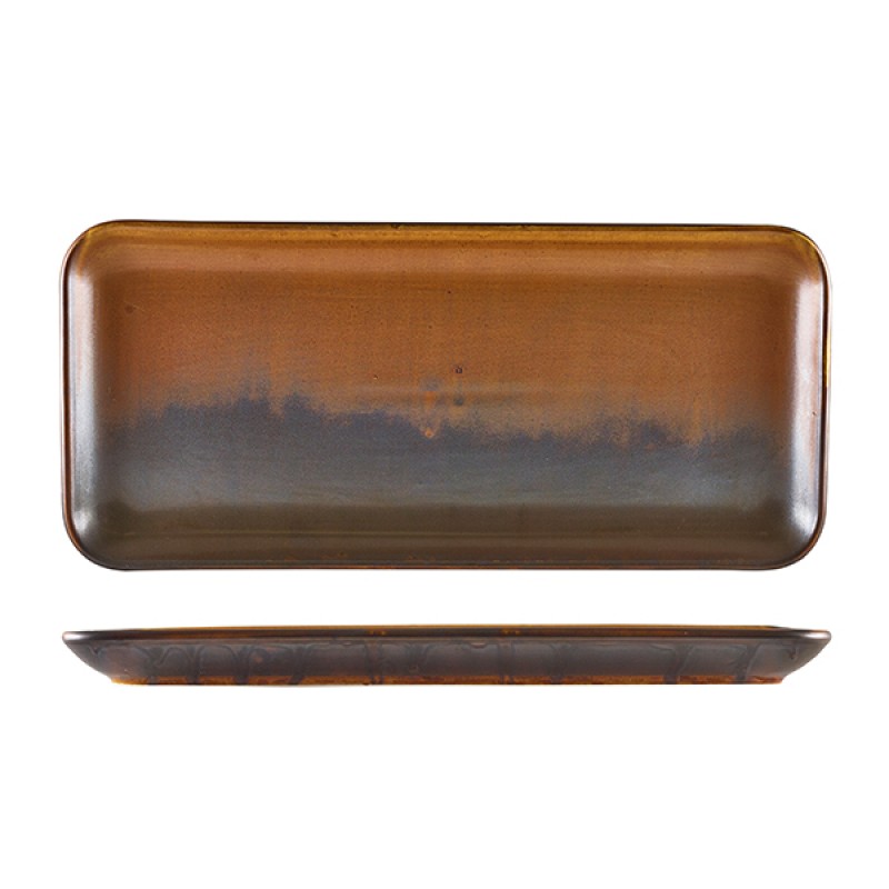 Terra Porcelain Rustic Copper Narrow Rectangular Platter 36 Terra Porcelain Rustic Copper Narrow Rectangular Platter 36