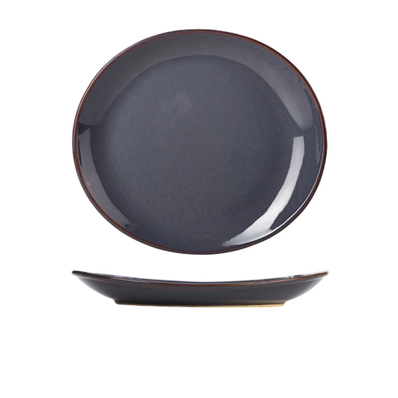 Terra Stoneware Rustic Blue Oval Plate 29.5 x 26cm Terra Stoneware Rustic Blue Oval Plate 29.5 x 26cm