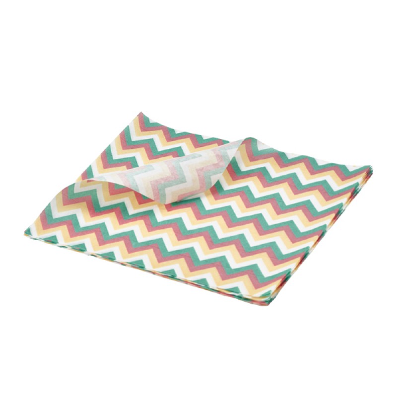 Greaseproof Paper Multicoloured Chevron Print 25 x 20cm Greaseproof Paper Multicoloured Chevron Print 25 x 20cm