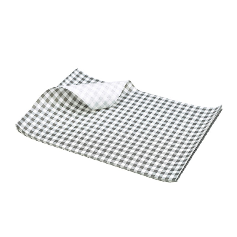Greaseproof Paper Black Gingham Print 25 x 20cm Greaseproof Paper Black Gingham Print 25 x 20cm