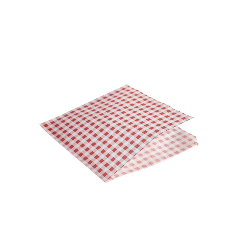 Greaseproof Paper Bags Red Gingham Print 17.5 x 17.5cm Greaseproof Paper Bags Red Gingham Print 17.5 x 17.5cm