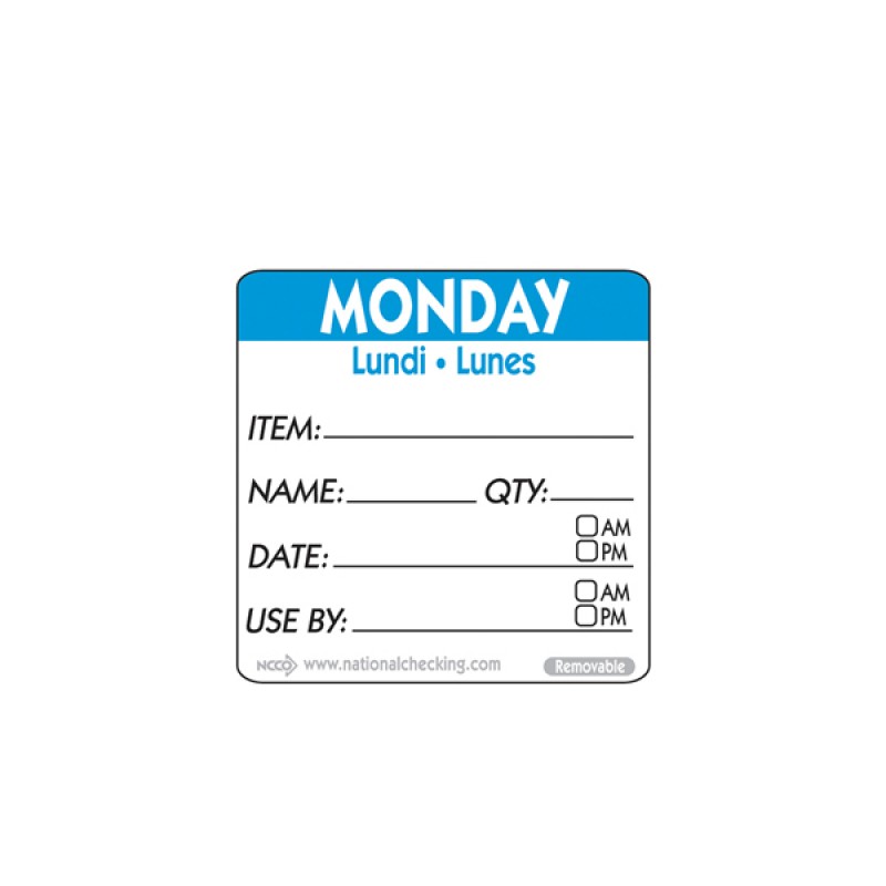 50mm Monday Removable Day Label(500) 50mm Monday Removable Day Label(500)