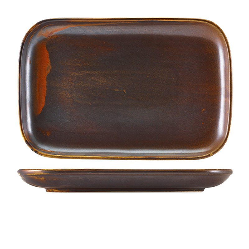 Terra Porcelain Rustic Copper Rectangular Plate 34.5 x 23.5c Terra Porcelain Rustic Copper Rectangular Plate 34.5 x 23.5c