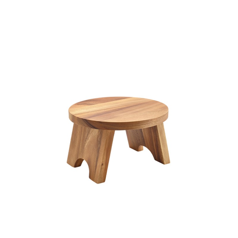Genware Acacia Wood Round Buffet Riser 25cm Genware Acacia Wood Round Buffet Riser 25cm