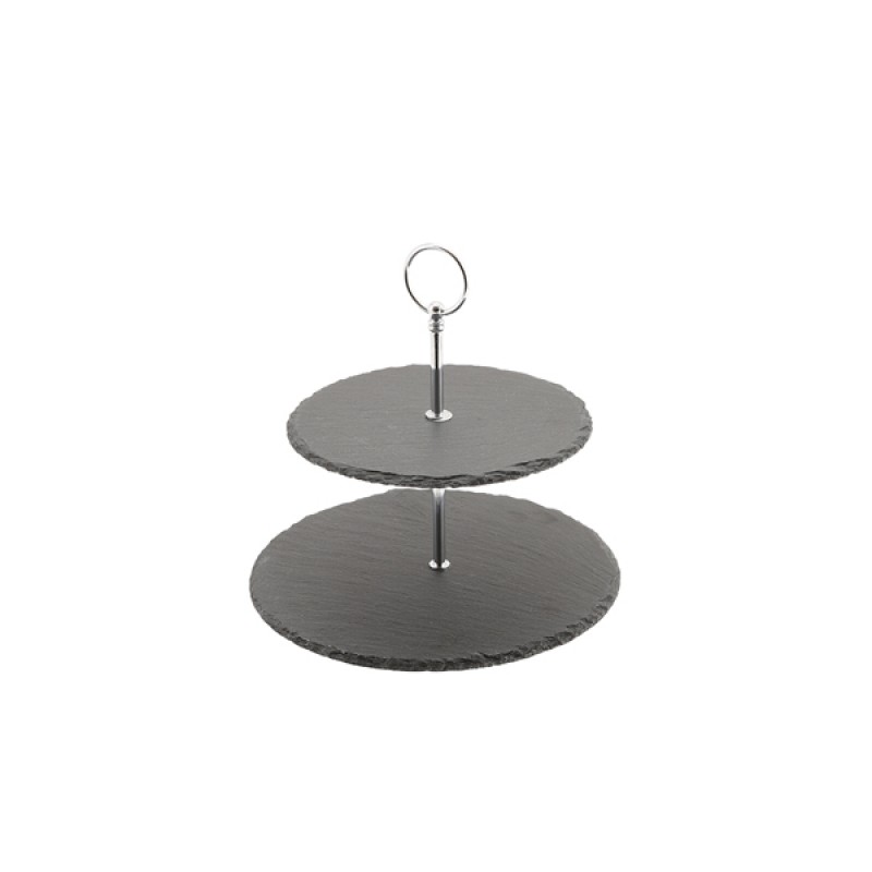 Genware Slate 2-Tier Cake Stand 20/25cm Genware Slate 2-Tier Cake Stand 20/25cm