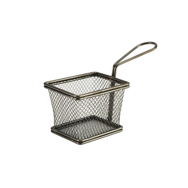Black Serving Fry Basket Rectangular 10 x 8 x 7.5cm Black Serving Fry Basket Rectangular 10 x 8 x 7.5cm