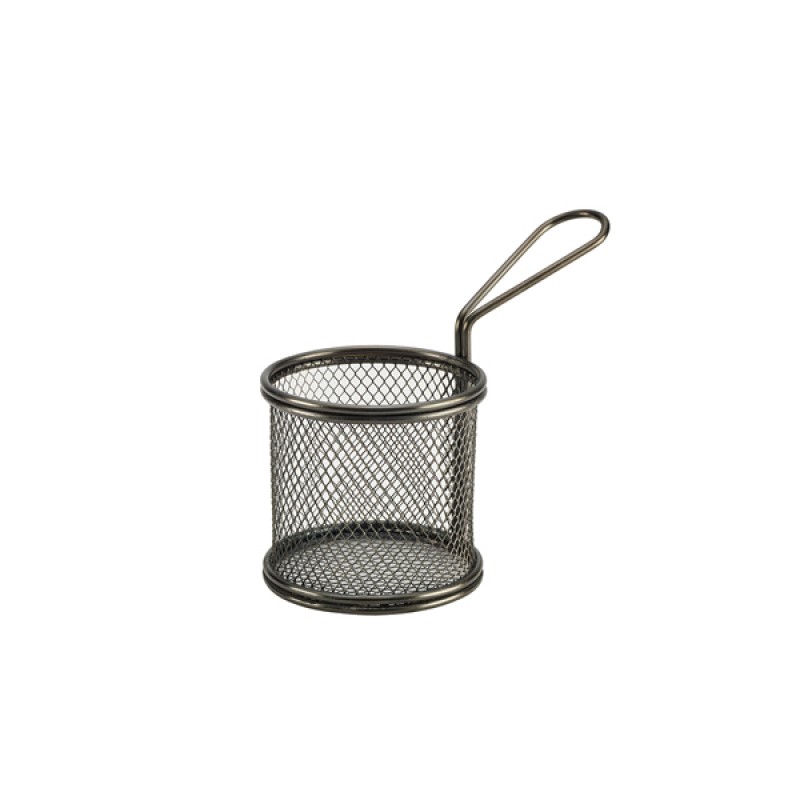 Black Serving Fry Basket Round 9.3 x 9cm Black Serving Fry Basket Round 9.3 x 9cm