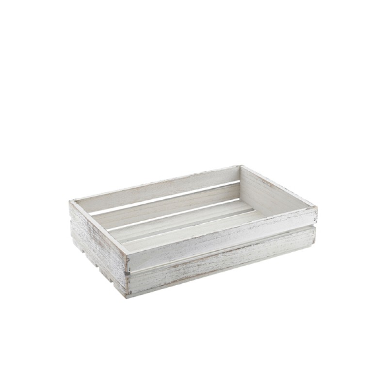 Genware White Wash Wooden Crate 35 x 23 x 8cm Genware White Wash Wooden Crate 35 x 23 x 8cm