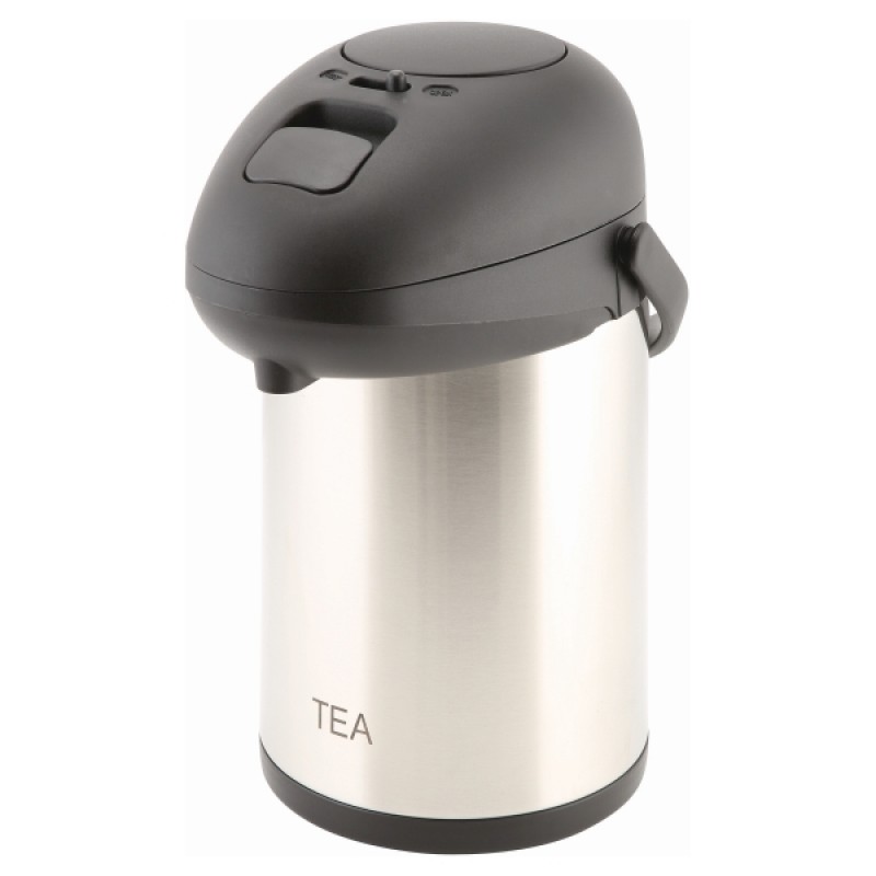 Tea Inscribed St/St Vacuum Pump Pot 2.5L Tea Inscribed St/St Vacuum Pump Pot 2.5L