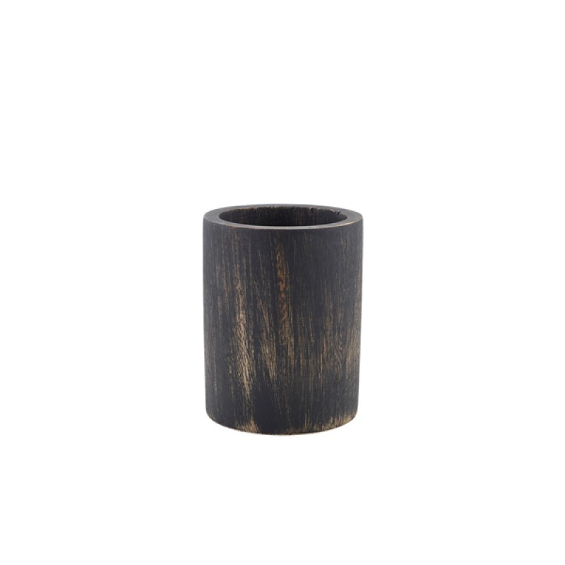 GenWare Black Wash Acacia Wood Cutlery Cylinder GenWare Black Wash Acacia Wood Cutlery Cylinder