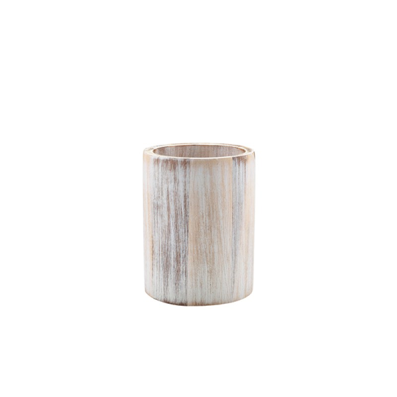 GenWare White Wash Acacia Wood Cutlery Cylinder GenWare White Wash Acacia Wood Cutlery Cylinder