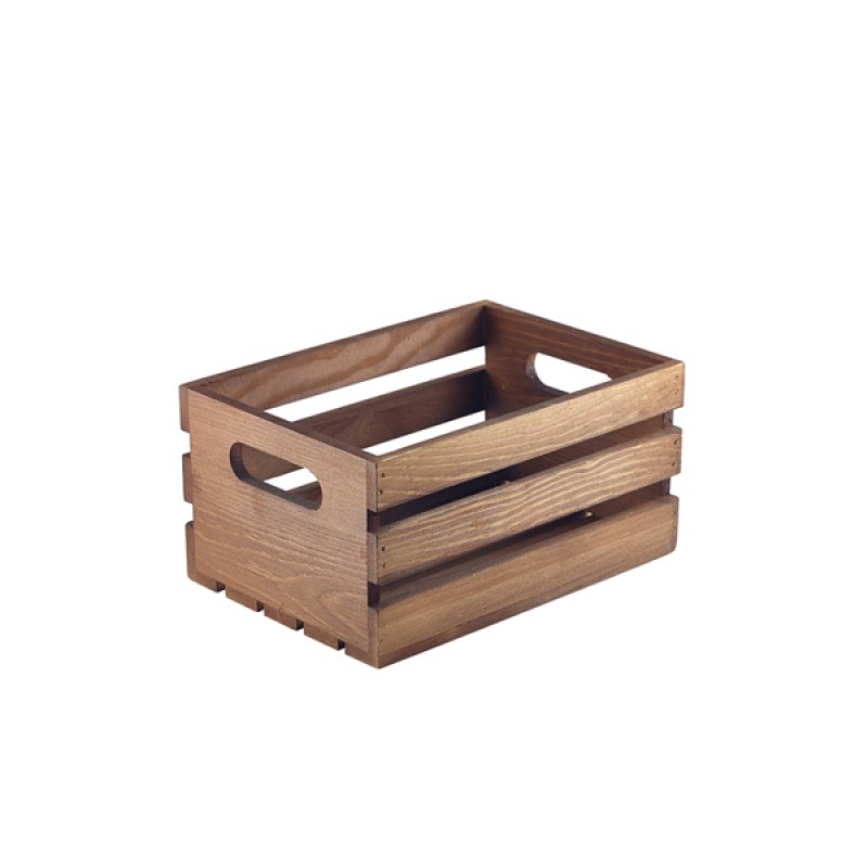 Genware Dark Rustic Wooden Crate 21.5x15x10.8cm Genware Dark Rustic Wooden Crate 21.5x15x10.8cm
