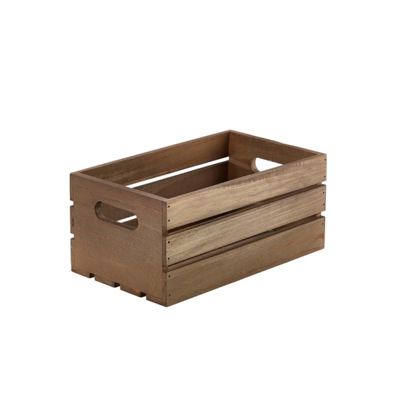 Genware Dark Rustic Wooden Crate 27 x 16 x 12cm Genware Dark Rustic Wooden Crate 27 x 16 x 12cm