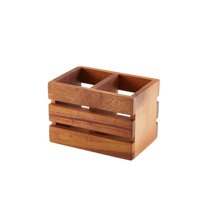 GenWare Acacia Wood 2 Compartment Cutlery Holder GenWare Acacia Wood 2 Compartment Cutlery Holder
