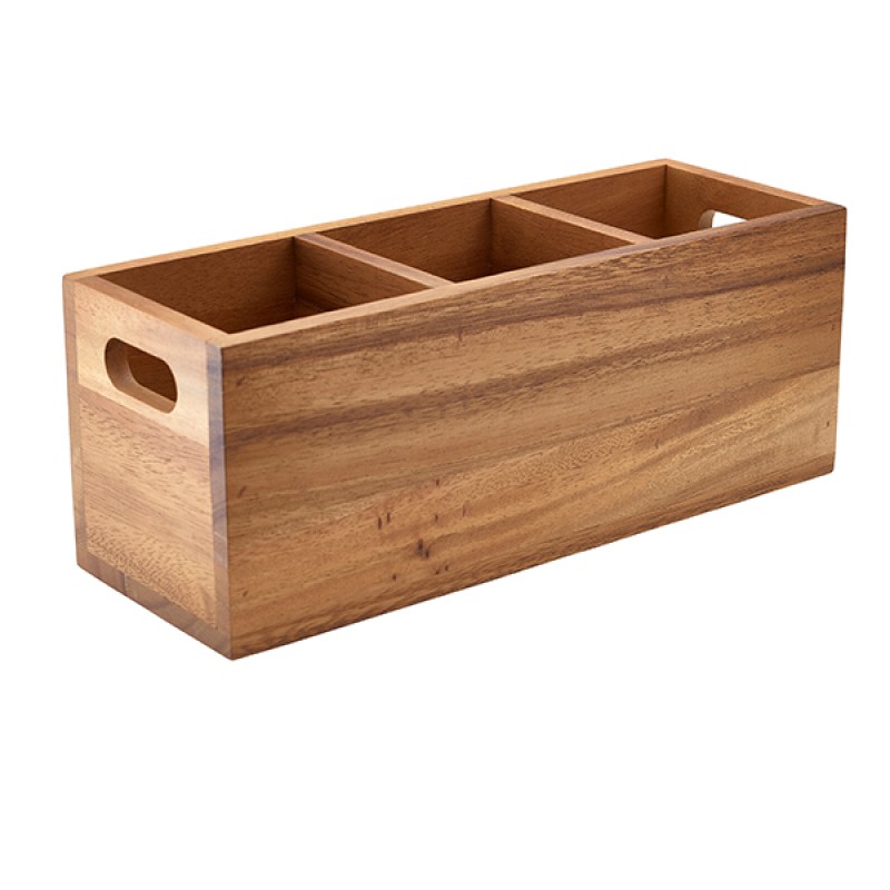 GenWare Acacia Wood 3 Compartment Cutlery Box GenWare Acacia Wood 3 Compartment Cutlery Box