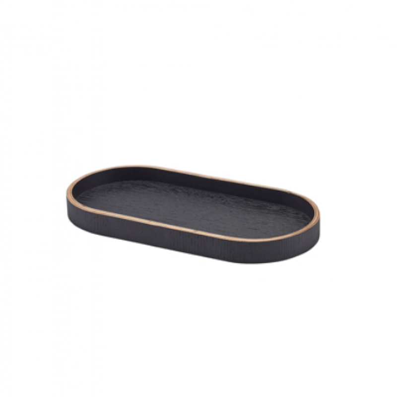 GenWare Oval Black Wood Veneer Tray 23 x 11cm