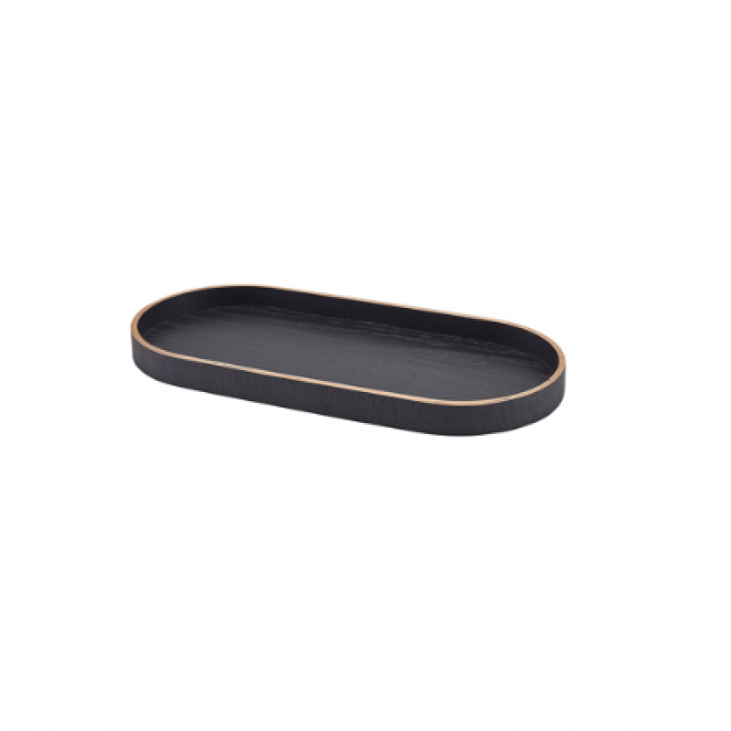 GenWare Oval Black Wood Veneer Tray 35 x 16.5cm