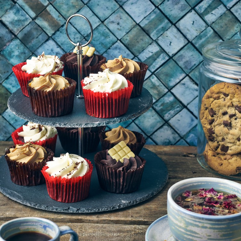 Genware Slate 2-Tier Cake Stand 20/25cm Genware Slate 2-Tier Cake Stand 20/25cm