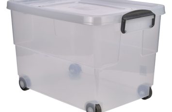 Storage Box 60L w/ Clip Handles on Wheels